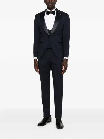 Manuel Ritz Peak-lapels Suit In Blue