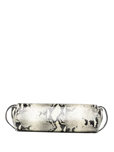 Khaite Donna Snakeskin Embossed Evening Clutch In Animal Print