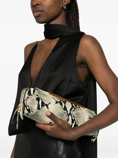 Khaite Donna Snakeskin Embossed Evening Clutch In Animal Print