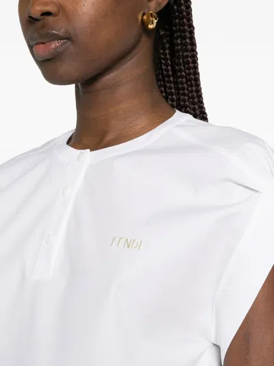 Fendi Drawstring-hem Blouse In White
