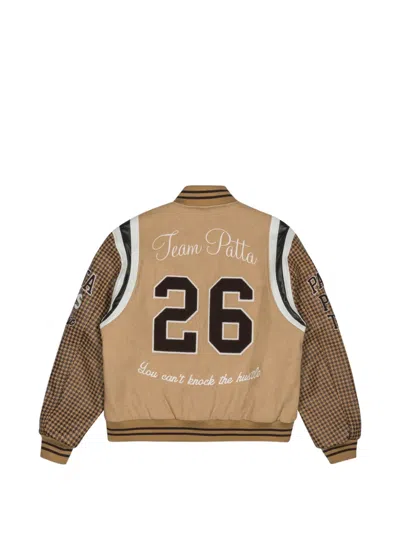 Patta Logo-patch Houndstooth Bomber Jacket In Neutral