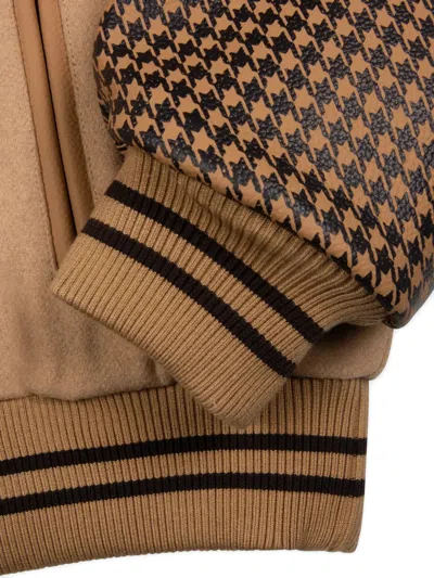 Patta Logo-patch Houndstooth Bomber Jacket In Neutral