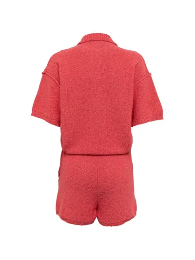 Laneus Button-front Knitted Playsuit In Pink