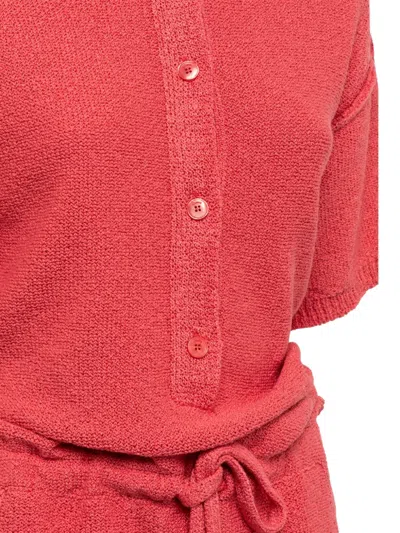 Laneus Button-front Knitted Playsuit In Pink