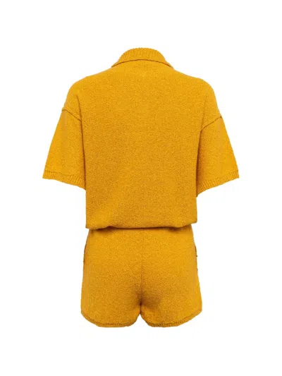 Laneus Button-front Knitted Playsuit In Yellow