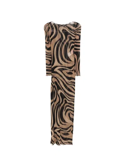 Pucci Geometric Printed Long-sleeved Dress In Multi