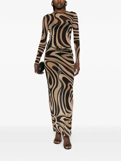 Pucci Geometric Printed Long-sleeved Dress In Multi