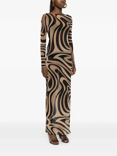 Pucci Geometric Printed Long-sleeved Dress In Multi