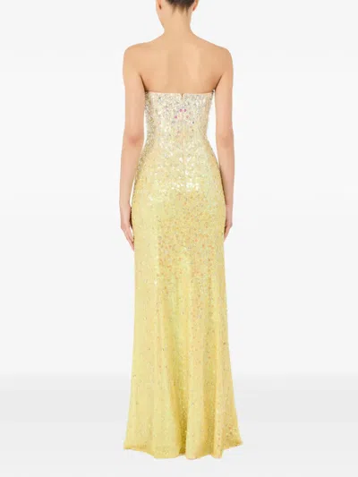 Jenny Packham Marle Saint Sequin Embellished Strapless Maxi Dress In Yellow