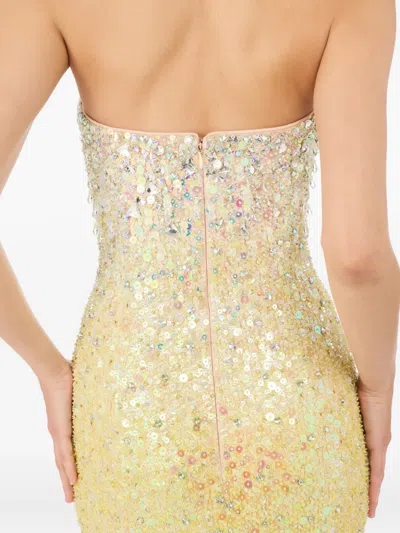 Jenny Packham Marle Saint Sequin Embellished Strapless Maxi Dress In Yellow