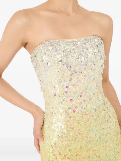 Jenny Packham Marle Saint Sequin Embellished Strapless Maxi Dress In Yellow