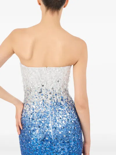 Jenny Packham Marle Saint Sequin Embellished Strapless Maxi Dress In Blue
