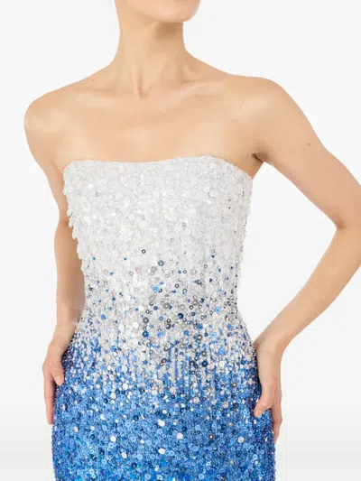 Jenny Packham Marle Saint Sequin Embellished Strapless Maxi Dress In Blue