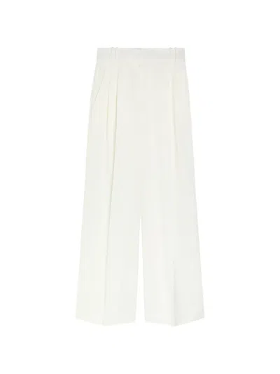 Another Tomorrow Pleated Wide-leg Trousers In White