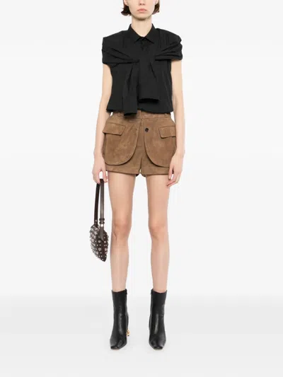 Monse Jacket Hem Short In Brown
