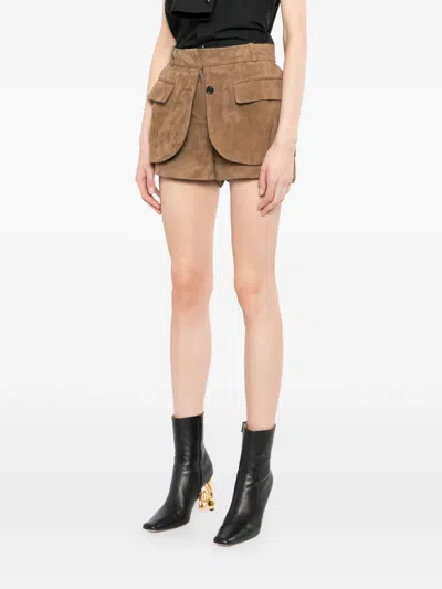 Monse Jacket Hem Short In Brown