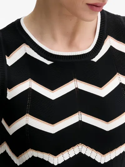 Dkny Patterned Knit Top In Black