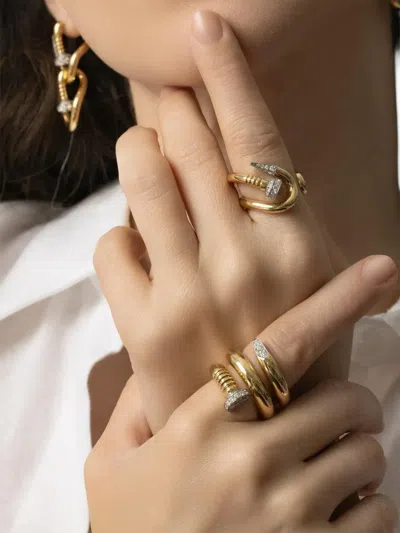 David Webb Bent Nail Diamond Ring In Gold