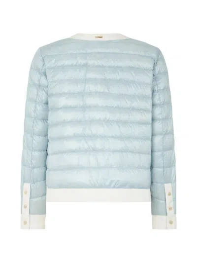 Herno Quilted Buttoned Jacket In Blue