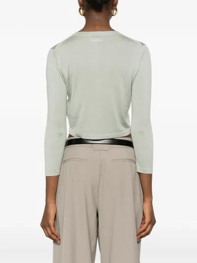 Max Mara Silk And Cashmere Crew Neck Cardigan In Green