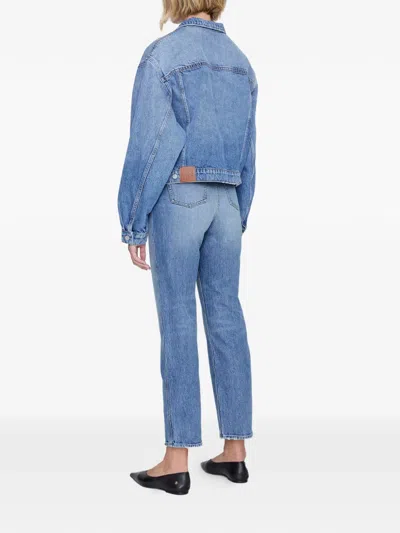 Anine Bing Structured Jacket Chest Pockets Silver Hardware In Blue