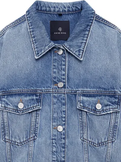 Anine Bing Structured Jacket Chest Pockets Silver Hardware In Blue