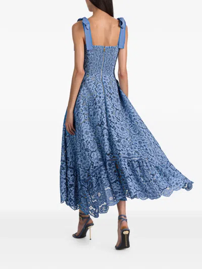 Alice And Olivia Rosalee Lace Bustier Maxi Dress In Blue
