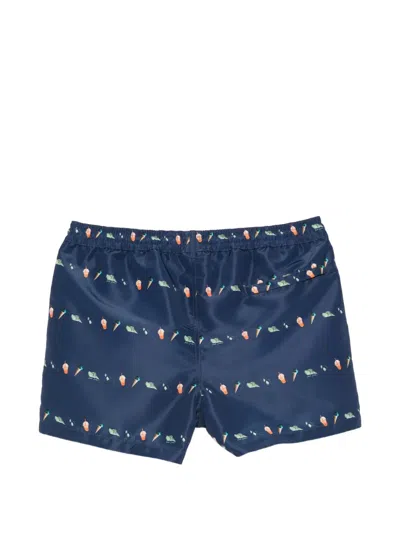Paul Smith Drawstring Patterned Swim Shorts In Blue