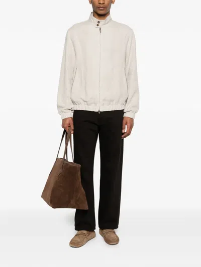 Canali Zip-up Jacket In White