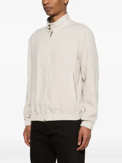 Canali Zip-up Jacket In White