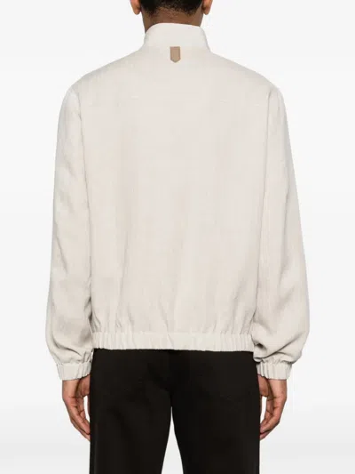 Canali Zip-up Jacket In White