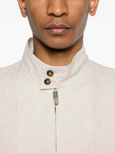 Canali Zip-up Jacket In White