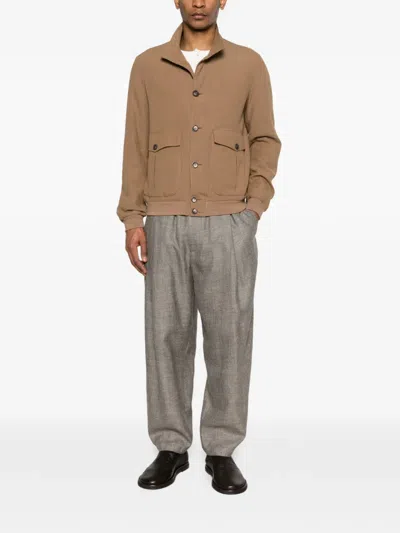 Herno Flap-pockets Bomber Jacket In Brown