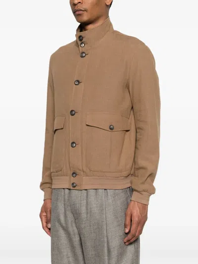 Herno Flap-pockets Bomber Jacket In Brown