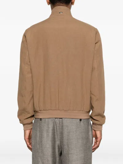 Herno Flap-pockets Bomber Jacket In Brown