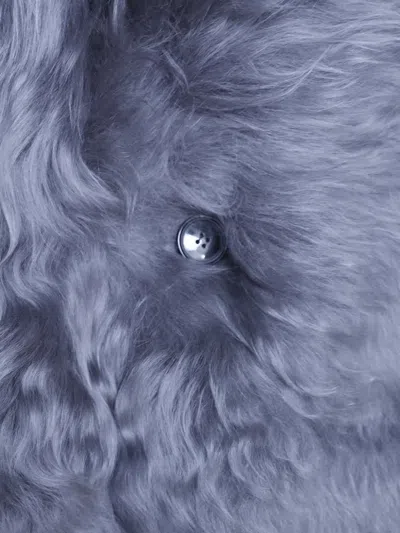 Marni Button Fur Jacket In Blue