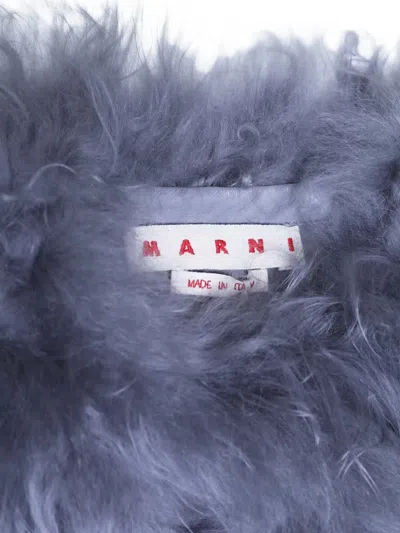 Marni Button Fur Jacket In Blue