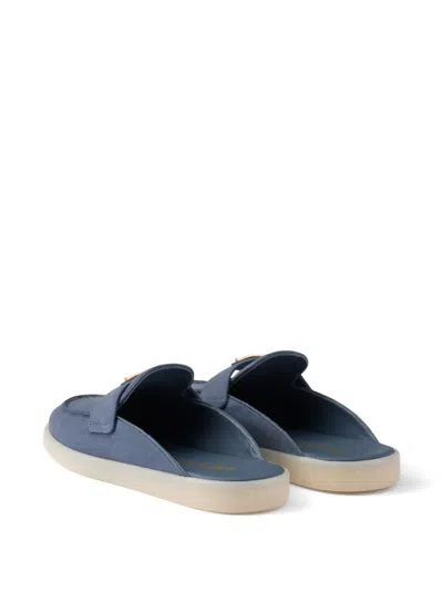Prada Nubuck Mules In Blue