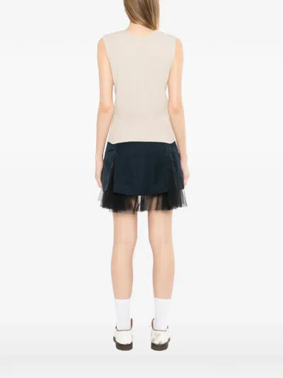 Agnès B. Button Ribbed Knitted Top In Neutral