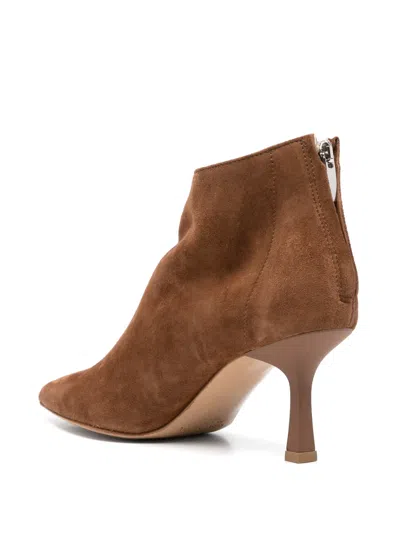 Gisel Moire Elise Zip Boots In Brown