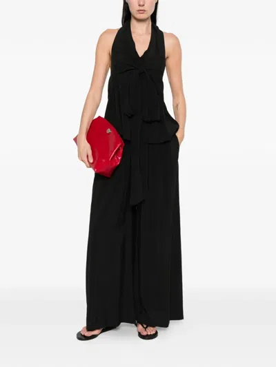 Eleh Tie Front Top In Black