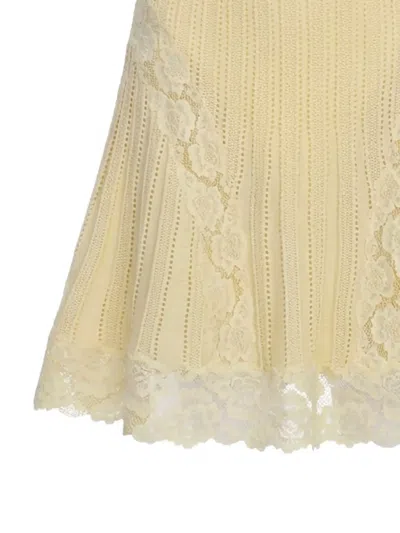 Self-portrait Chic Pointelle Knit Mini Skirt In Yellow