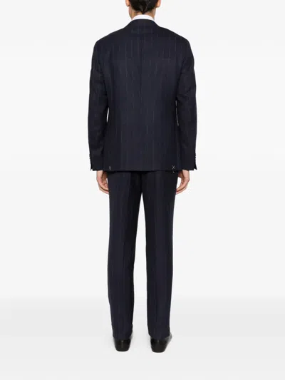 Canali 2pc Wool Suit With Flat Front Pant In Blue