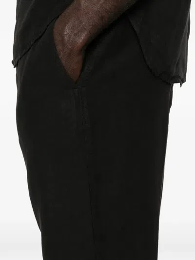 120% Lino Drawstring Trousers In Black