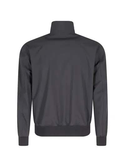Blauer Black Anson Matte Effect Ribbed Trim Polyester Jacket In Blue