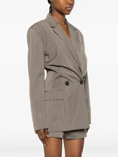 Iro Double-breasted Blazer In Brown