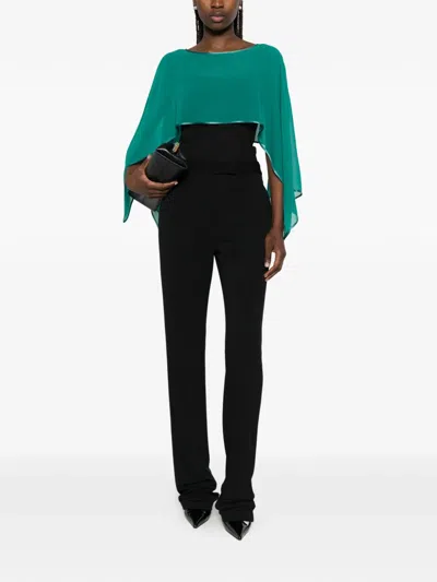 De Santis Green Silk Cape In Pattern