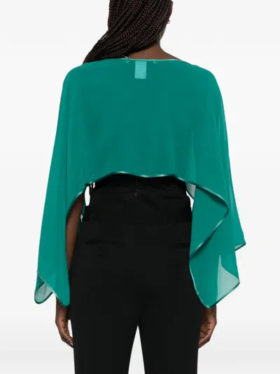 De Santis Green Silk Cape In Pattern