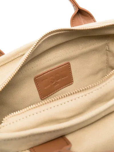 Msgm Medium Top-handle Flap-pockets Bag In Neutral
