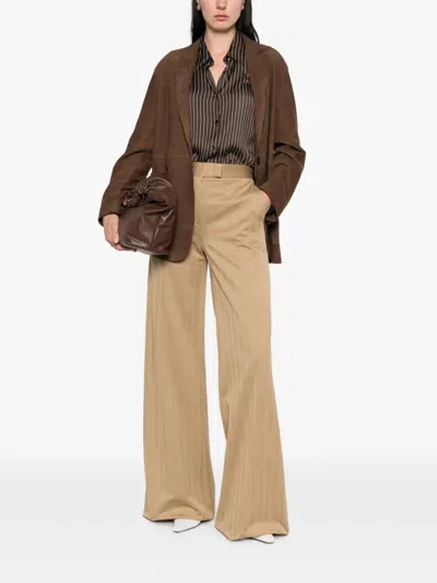 Leather Authority Buttoned Jacket In Brown